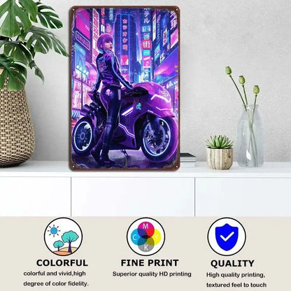 Neon Vibes Metal Tin Sign: Retro Wall Art Decor