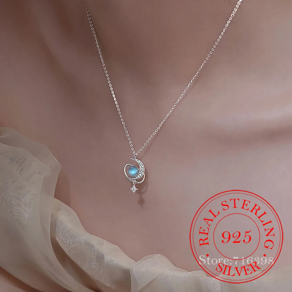 Silver Moonstone Star Choker - Celestial Elegance