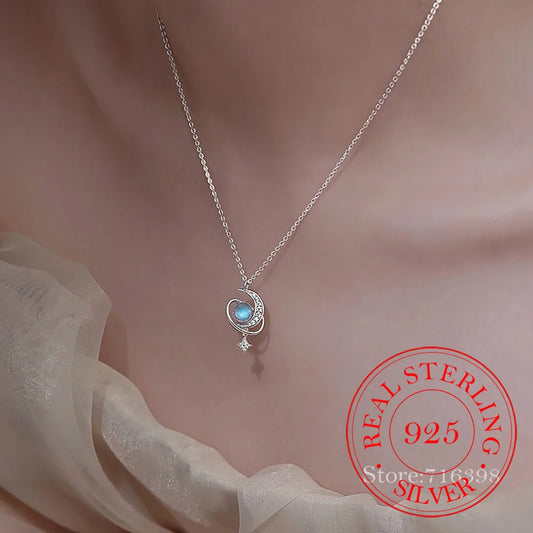 Silver Moonstone Star Choker - Celestial Elegance