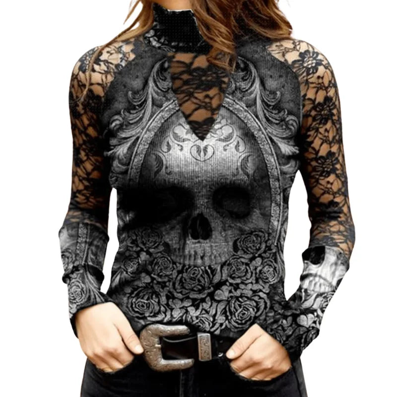 T-Shirt Gothic Hollow Long Sleeve