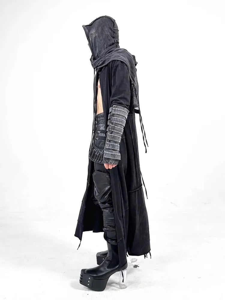 Gothic Vintage Distressed Hooded Cape Windbreaker