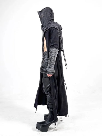 Gothic Vintage Distressed Hooded Cape Windbreaker