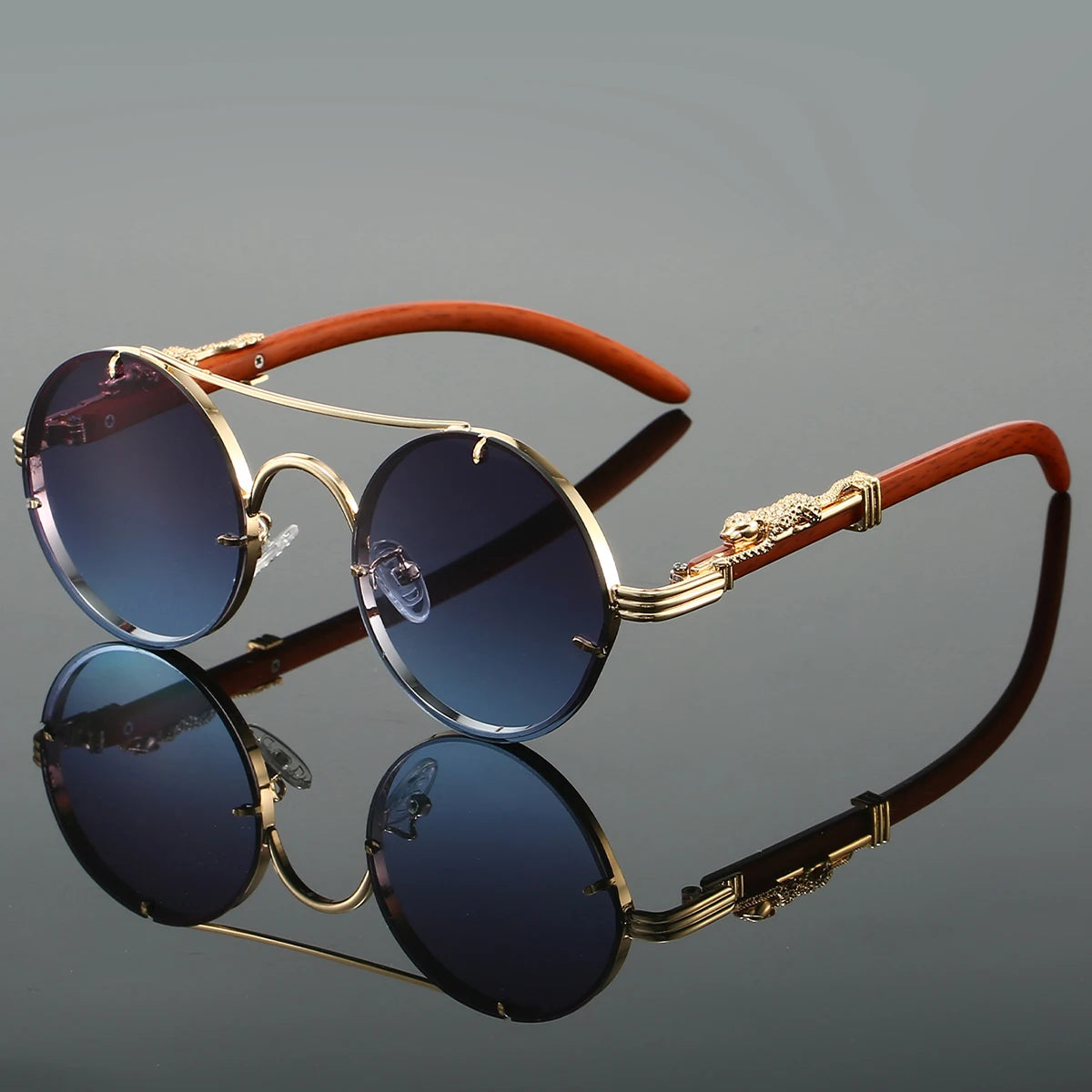Vintage Double Bridge Round Sunglasses