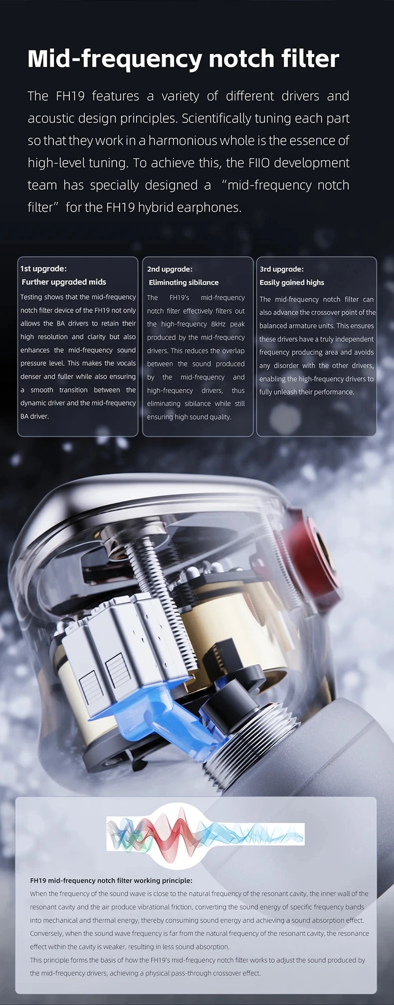 FiiO FH19 2DD+6BA Hybrid Driver HiFi Music IEM Hi-Res Audio In-Ear Earphone MMCX Detachable Cable Wried Earbuds
