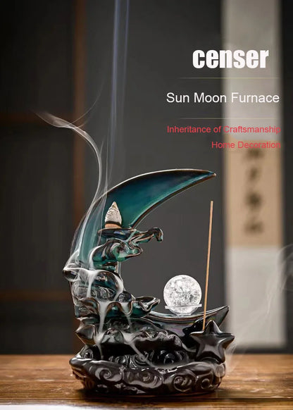 Zen Moon Ceramic Incense Plate - Aromatic Home Decor
