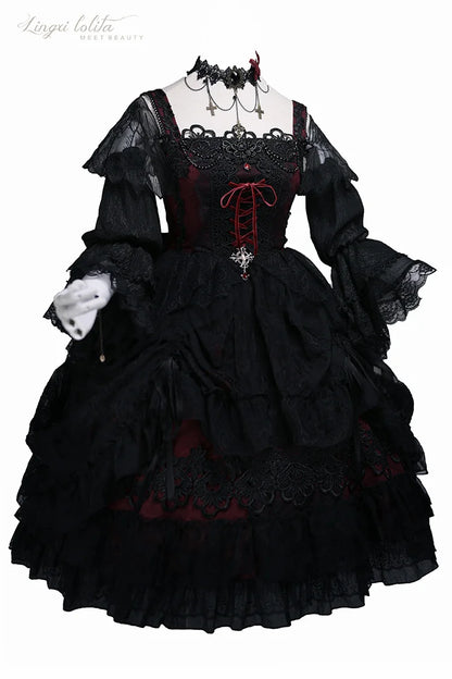 Japanese Victorian Gothic Lolita Dress Vintage Girl