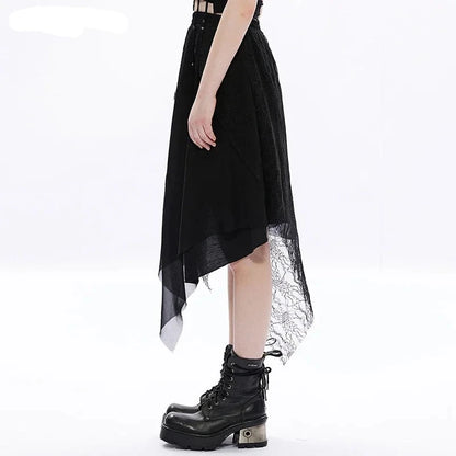 Dark Layered Three Layer Splicing High Waist Skirt