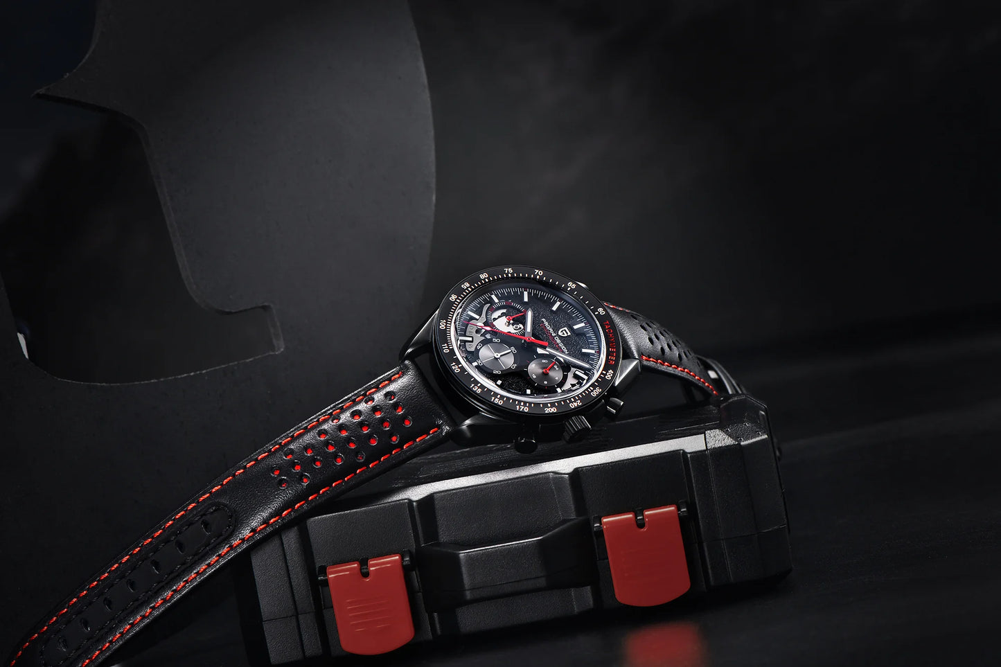 Pagani Moon Black Skeleton Quartz Chrono Watch