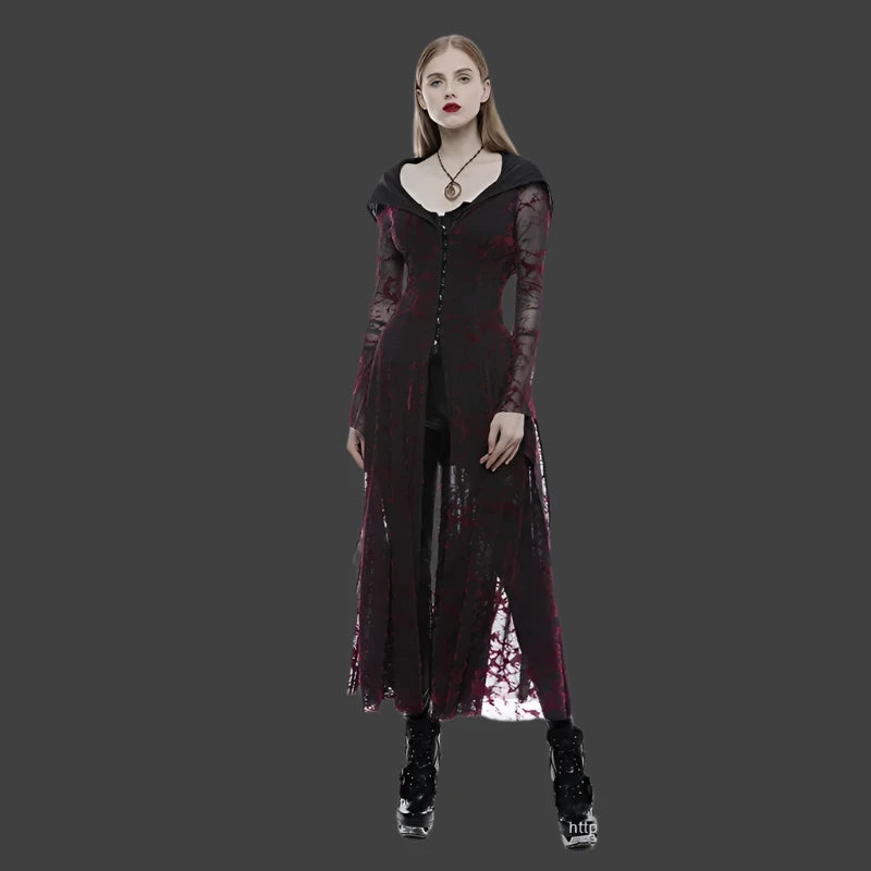 Product Name: Gothic Flame Hooded Lace Dress