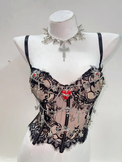 Gothic Y2K Lace Crop Tank