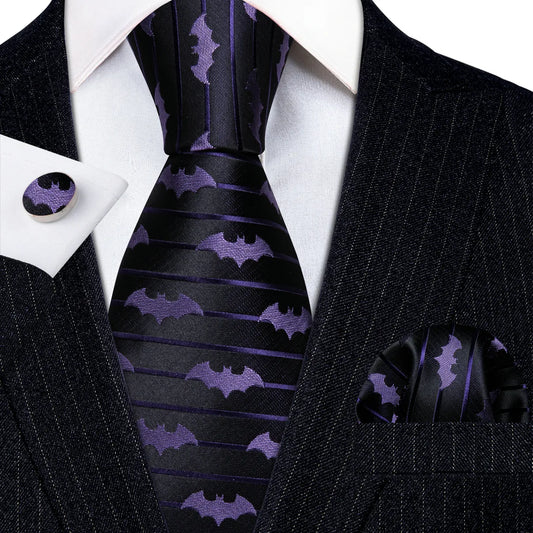 Barry.Wang Purple Silk Bat Tie For Men