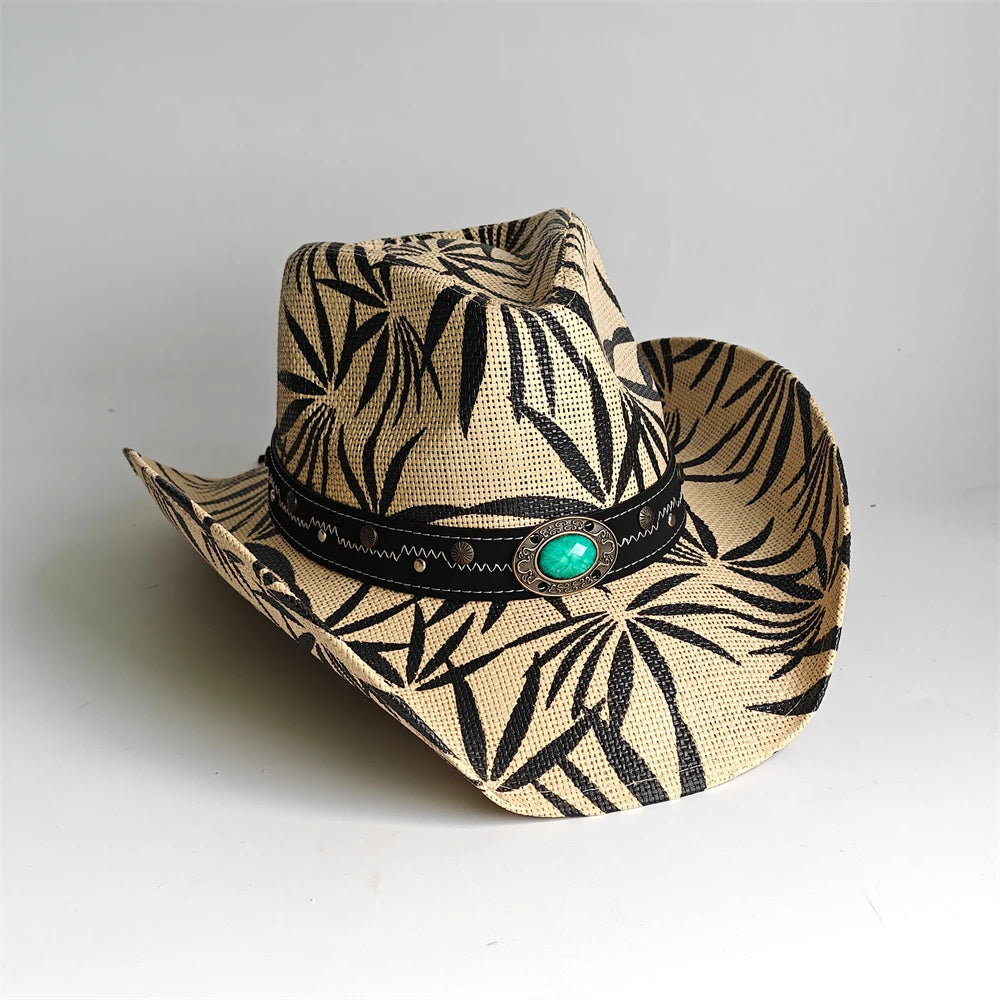 Western Cowboy Hat — Unisex Straw Wide Brim