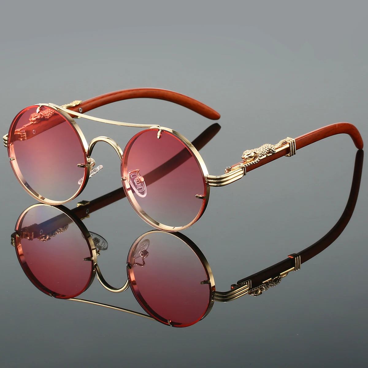 Vintage Double Bridge Round Sunglasses