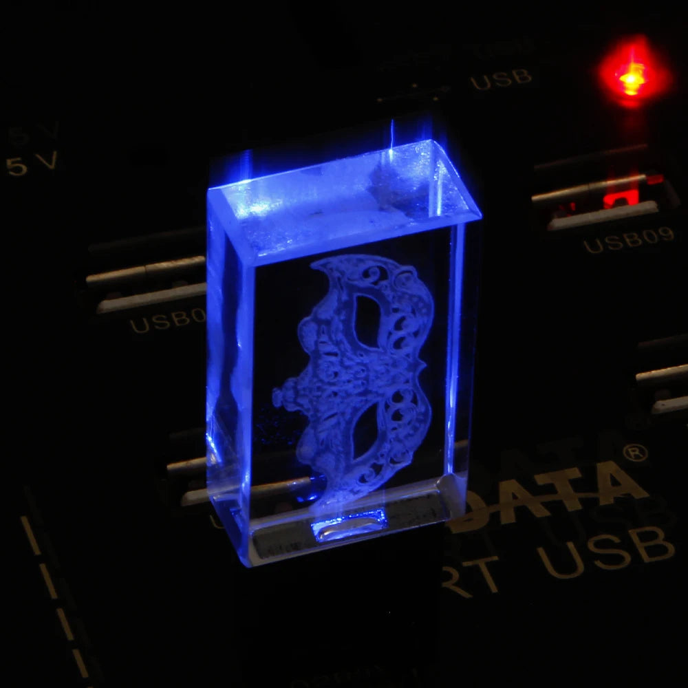 Crystal Blue Light 2.0 USB Flash Drive