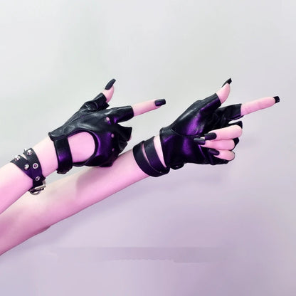 Spice Punk Gothic Half Finger Leather Gloves