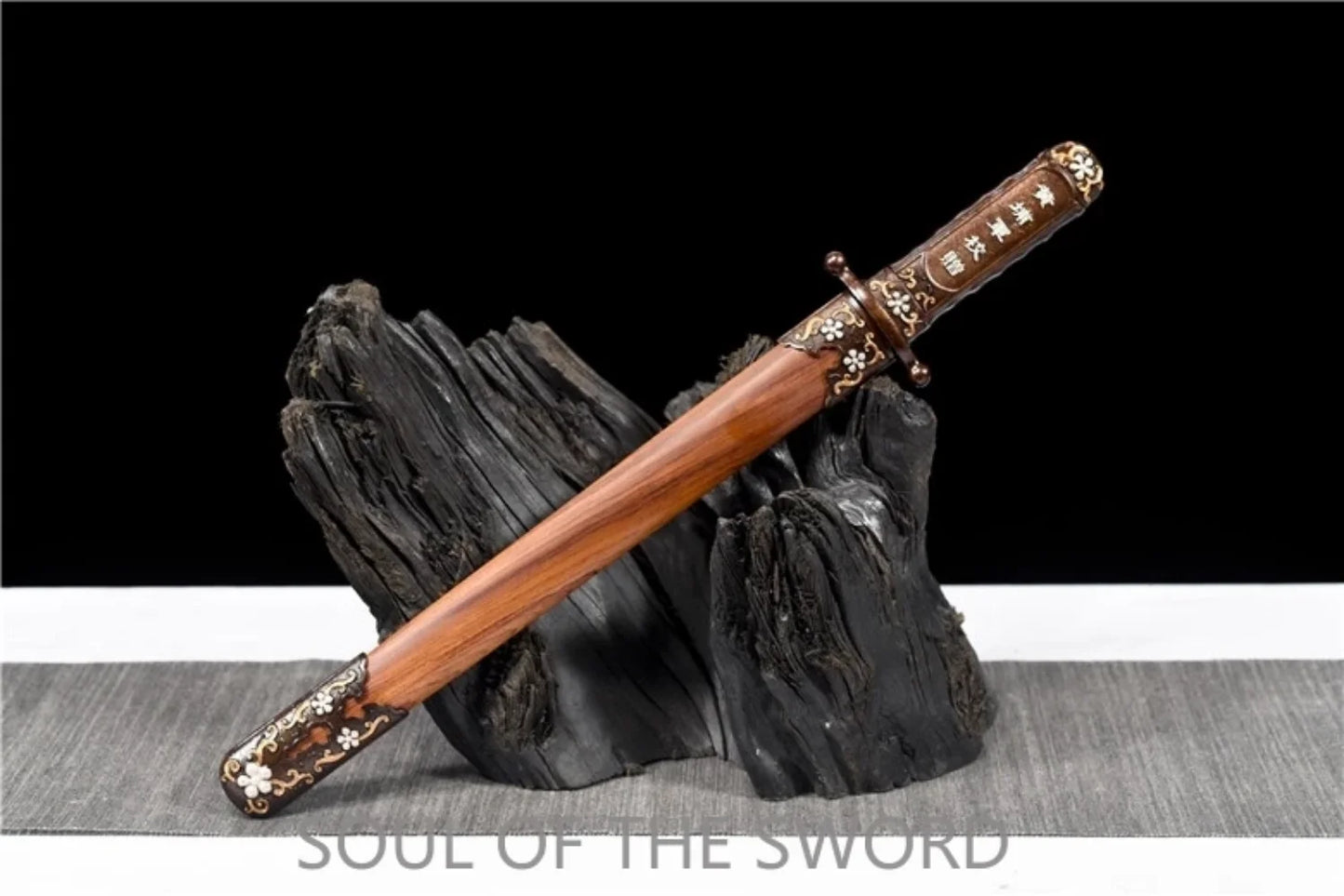 Damascus Kung Fu Dagger - Copper Handle, Premium