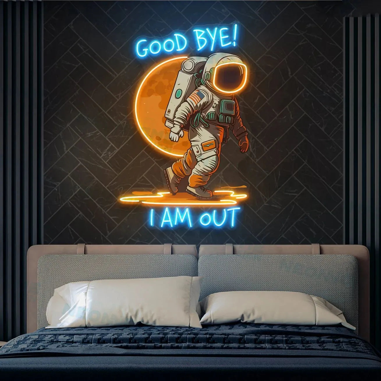 Goodbye Astronaut Neon Sign Landing On The Moon