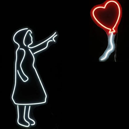 Girl with Balloon Neon Light