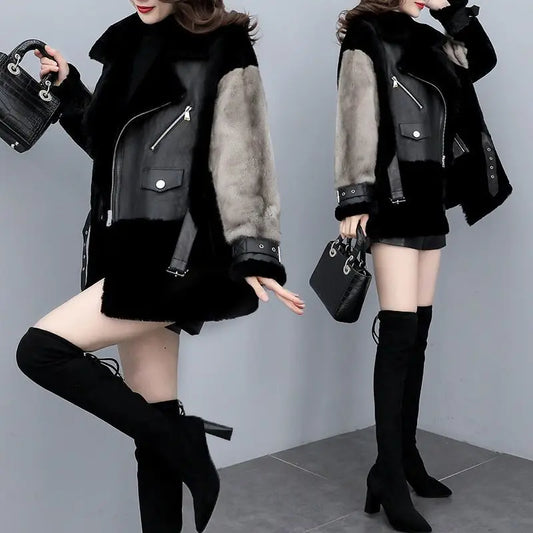 Faux Fur Coat Elegant Thick Warm