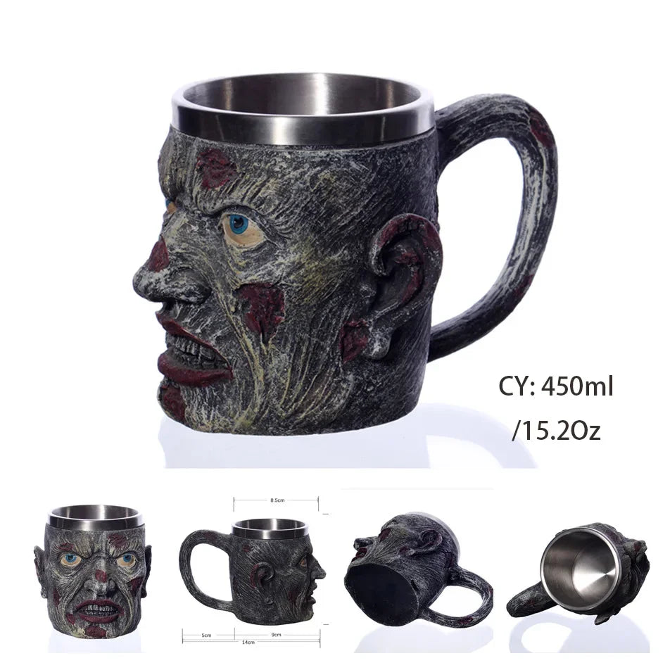 Medieval Dragon Resin Stainless Steel Mug 600ml Retro