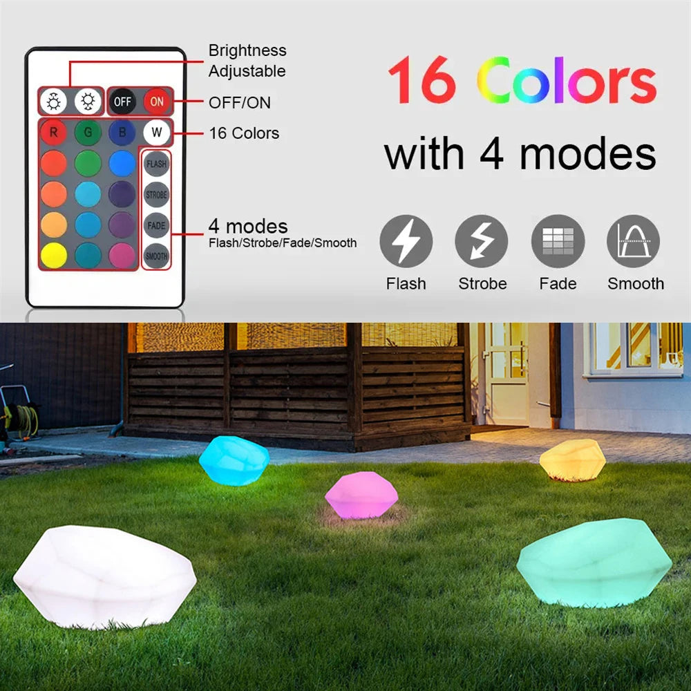 LED Glowing Stone Shape Light Outdoor Garden