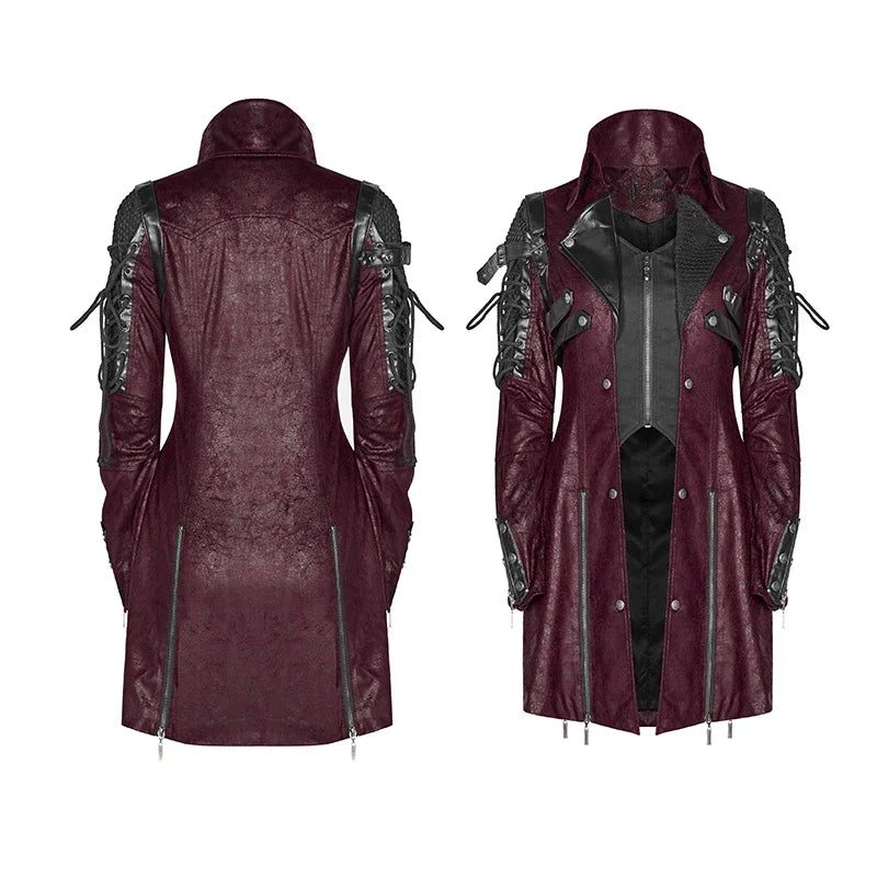 Vampire Red Punk Studded Long Coat