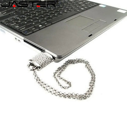 creative  crystal diamond necklace pen drive gift