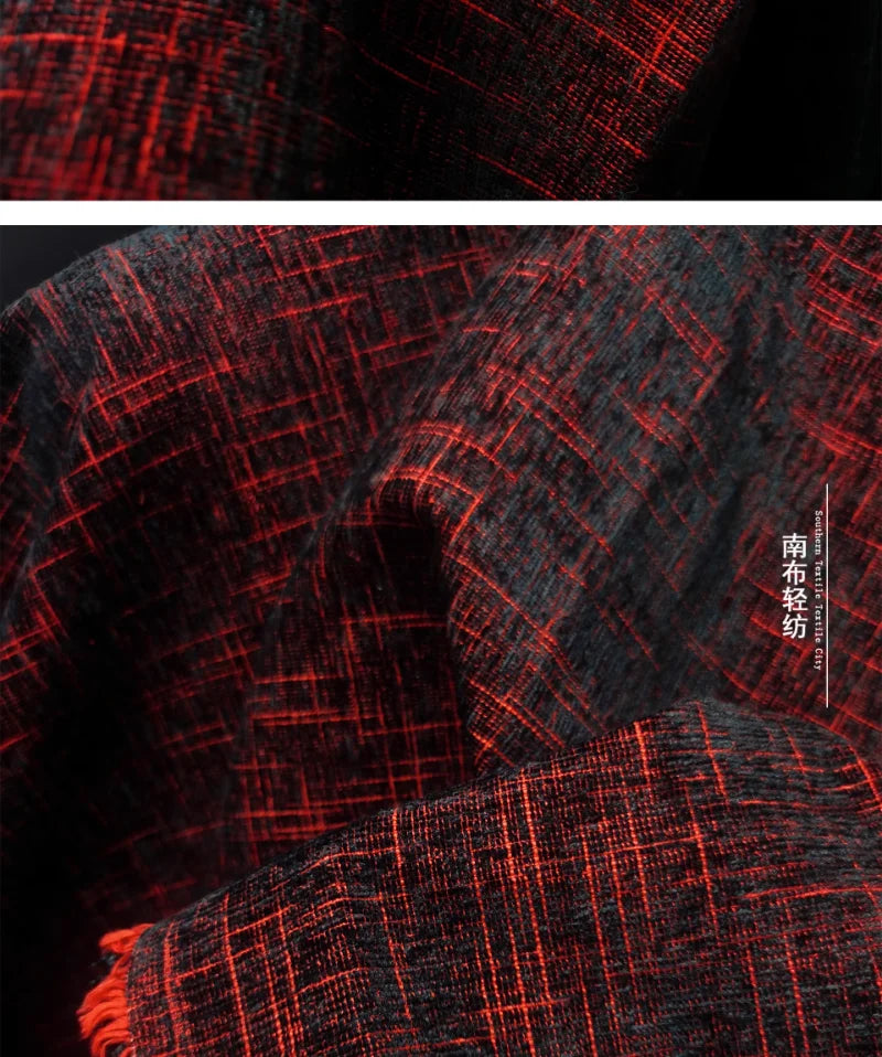 “Rich Red Velvet Textured Apparel Fabric for DIY”