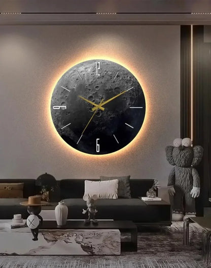 Celestial Sandstone Moon Clock & Light Decor