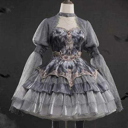 Japanese Victorian Vintage Grey Lolita Halter Dress