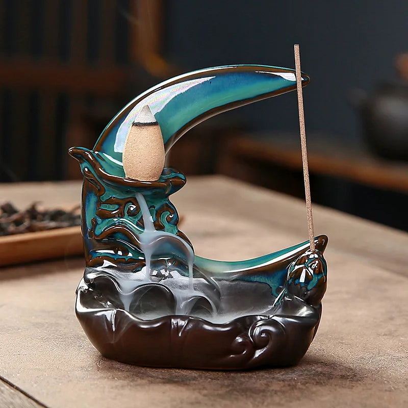 Zen Moon Ceramic Incense Plate - Aromatic Home Decor