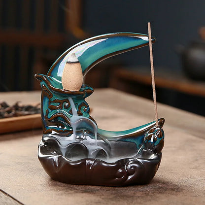 Zen Moon Ceramic Incense Plate - Aromatic Home Decor