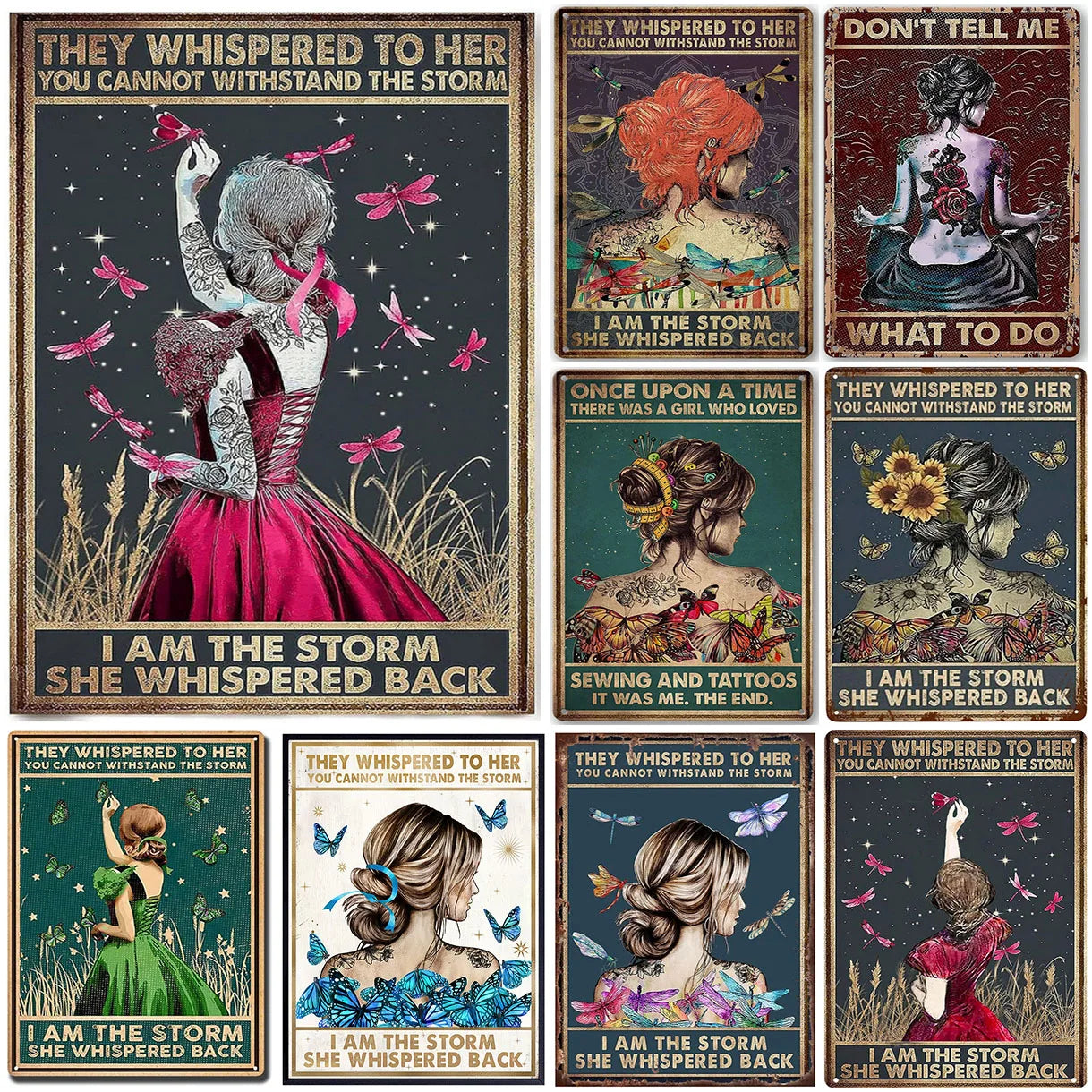 Vintage Metal Tin Signs They Whispered to Her