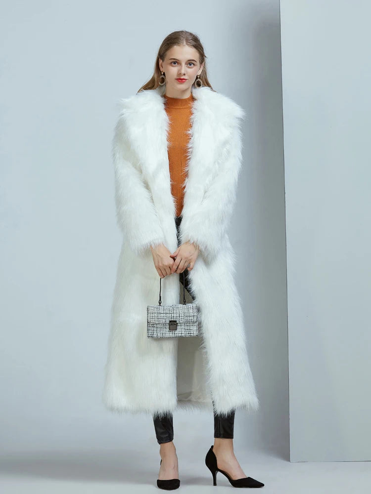 High Street Luxury Long Faux Fur Coat