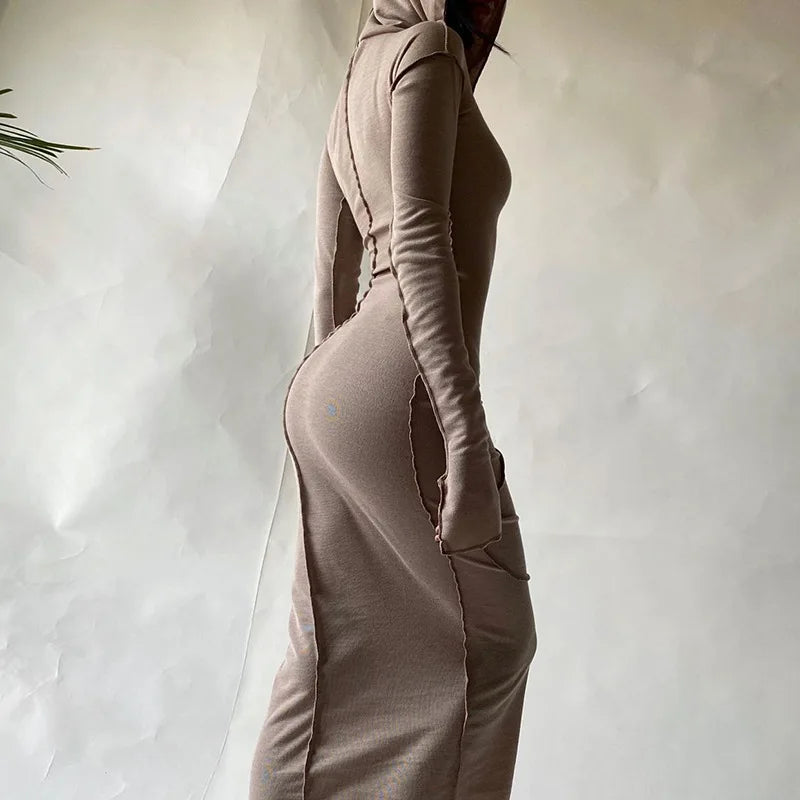Cozy Chic Patchwork Maxi Hooded Dress