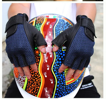 Retro Breeze Half-Finger Motorcycle Gloves