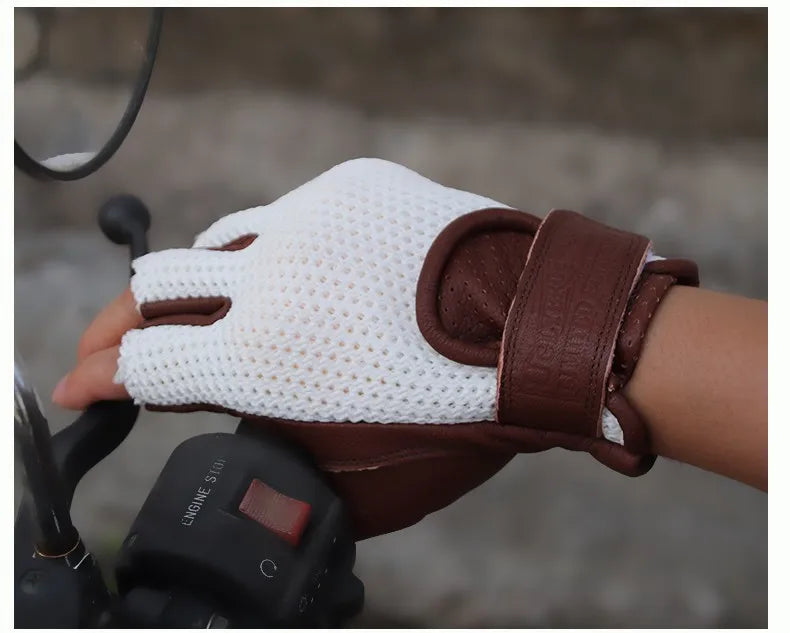 Retro Breeze Half-Finger Motorcycle Gloves