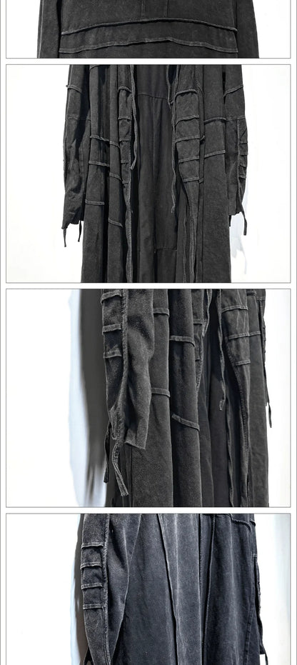 Gothic Vintage Distressed Hooded Cape Windbreaker