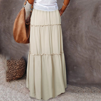 Casual Pleated Long Maxi Skirt