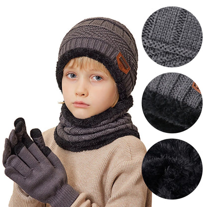 Knitted 3-piece Hats Warming Practical Children