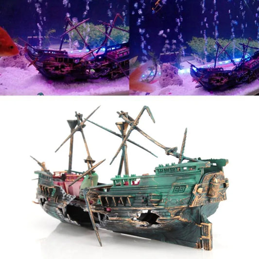 Large Aquarium Decoration Boat