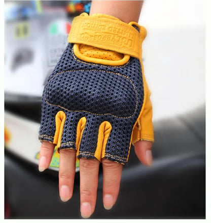 Retro Breeze Half-Finger Motorcycle Gloves