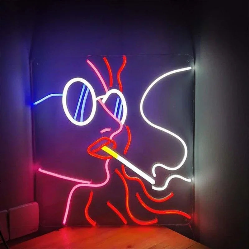 Vivid Winged Neon: Custom Acrylic Light Art