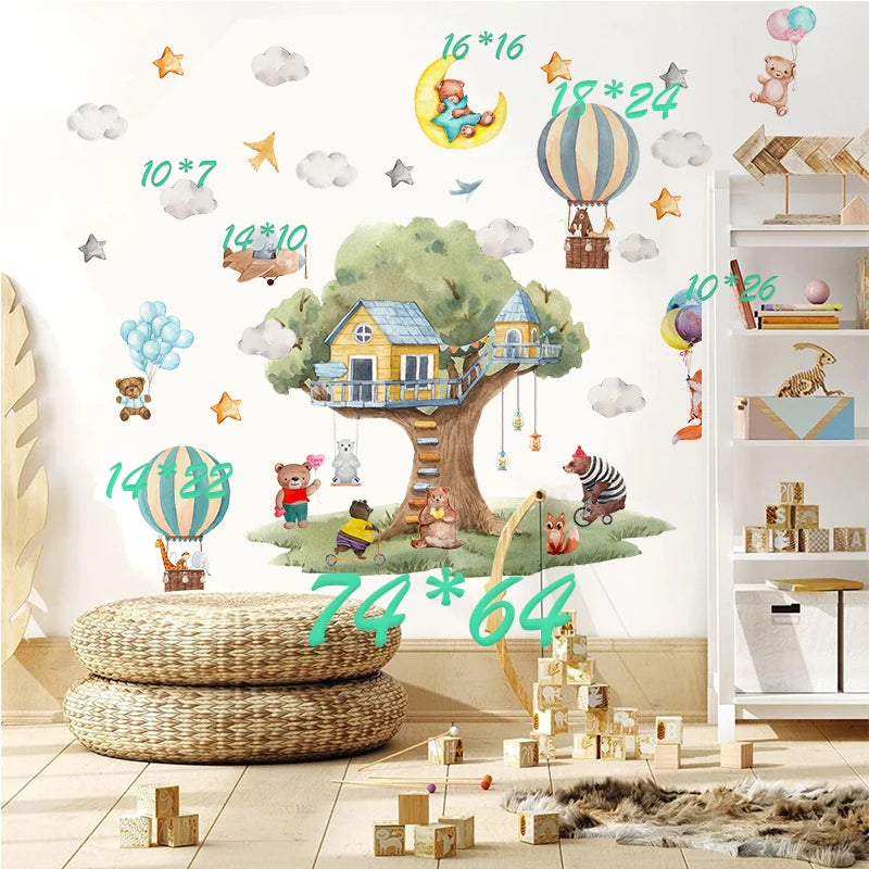 Cute Cartoon Animals Wall Stickers For Kids Rooms