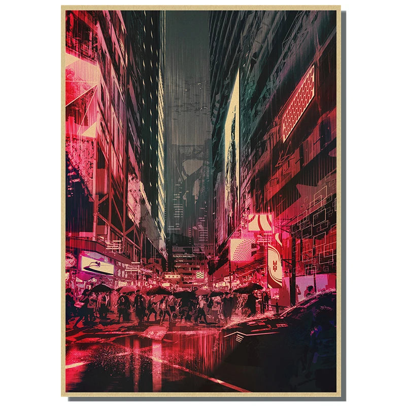 Japanese Anime Cyberpunk Retro Kraft Paper Poster