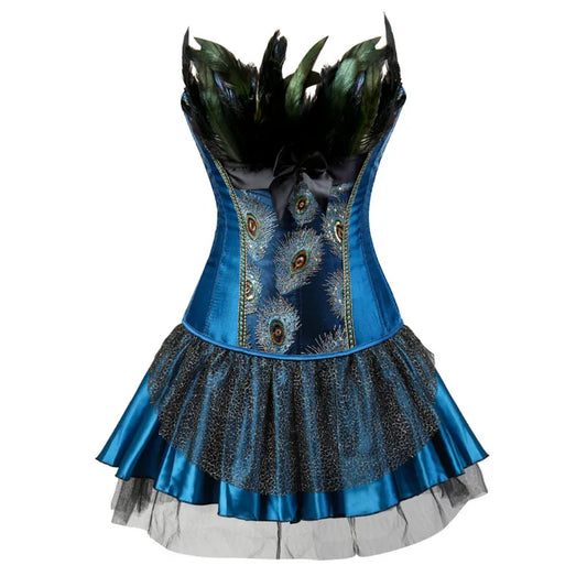 Sexy Corset Dress Peacock Embroidery