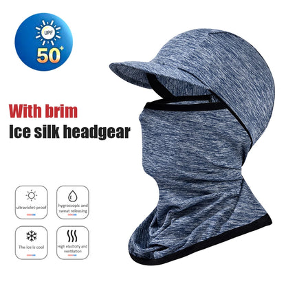 Sunscreen Face Cover Sun Hood Hat UV Protection Ice Silk Headgear for Men Women Cycling Climbing Running Sunscreen Riding Hood