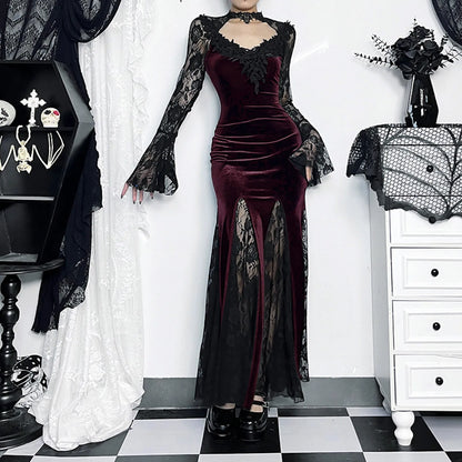 Gothic Rose Lace Plaid Mini Dress - Punk Vibe