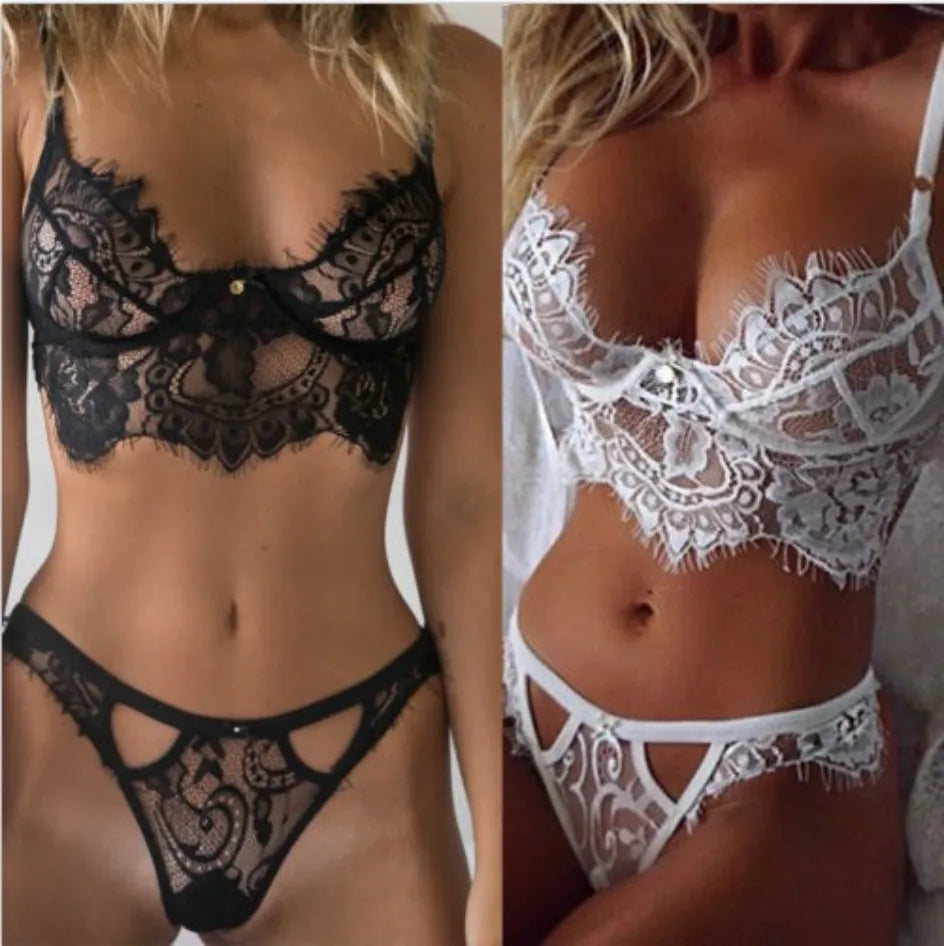 Lace Sexy Underwear Set Hollow Eyelashes