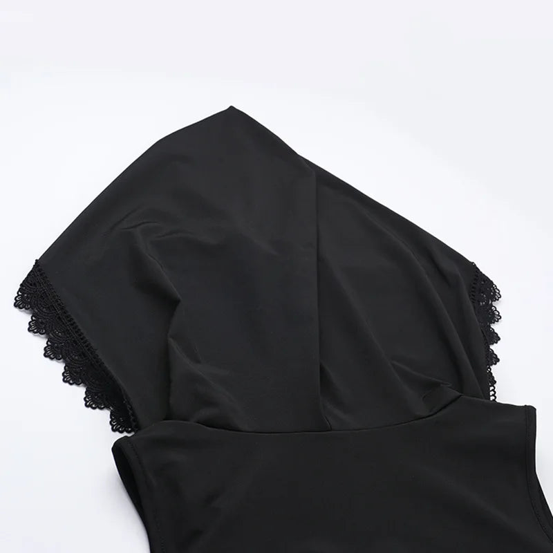Gothic Velour Hooded Mini Dress
